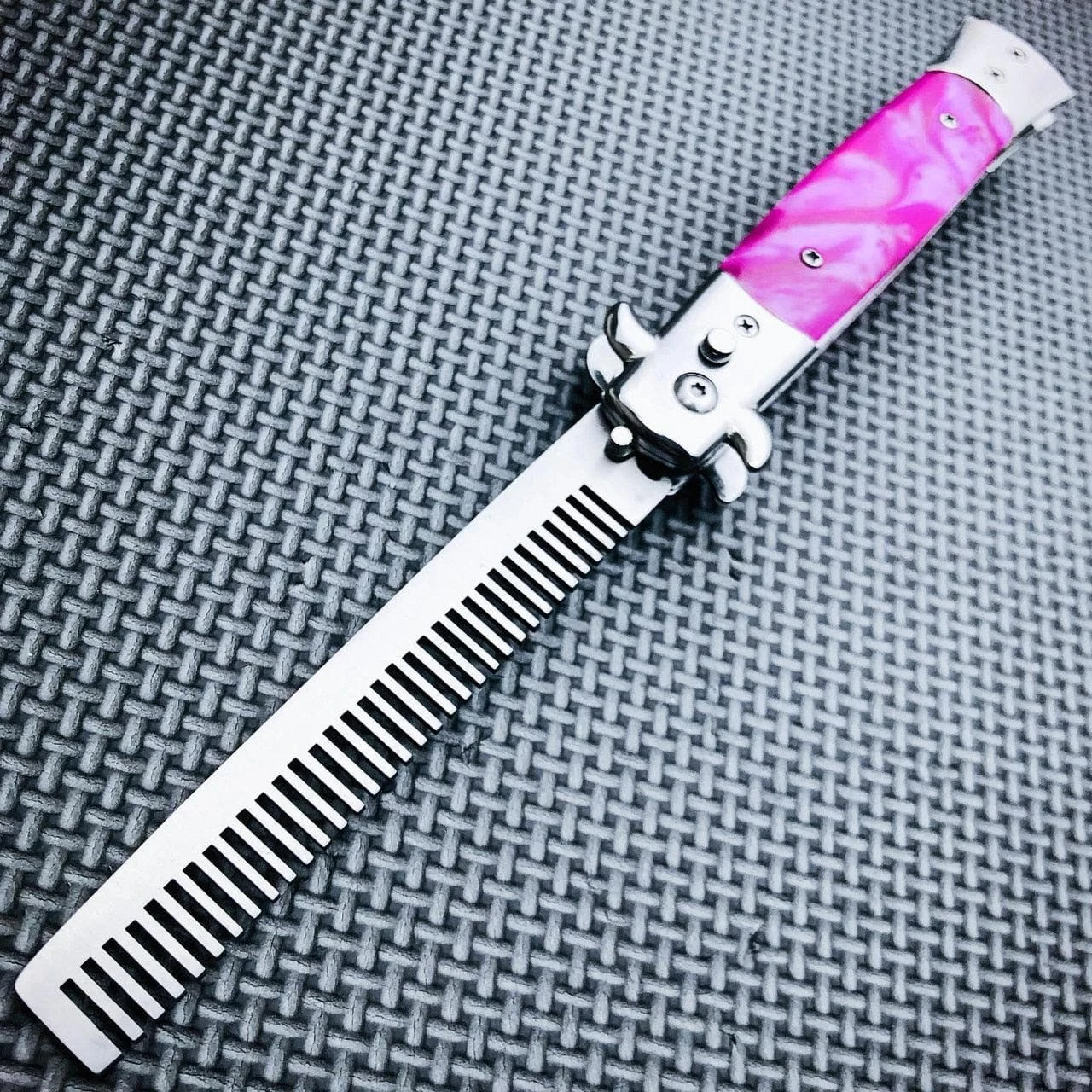 Automatic Push Button Folding Comb Switchblade Knife Looking Brush 3 Automatic Push Button Folding Comb Switchblade Knife Looking Brush
