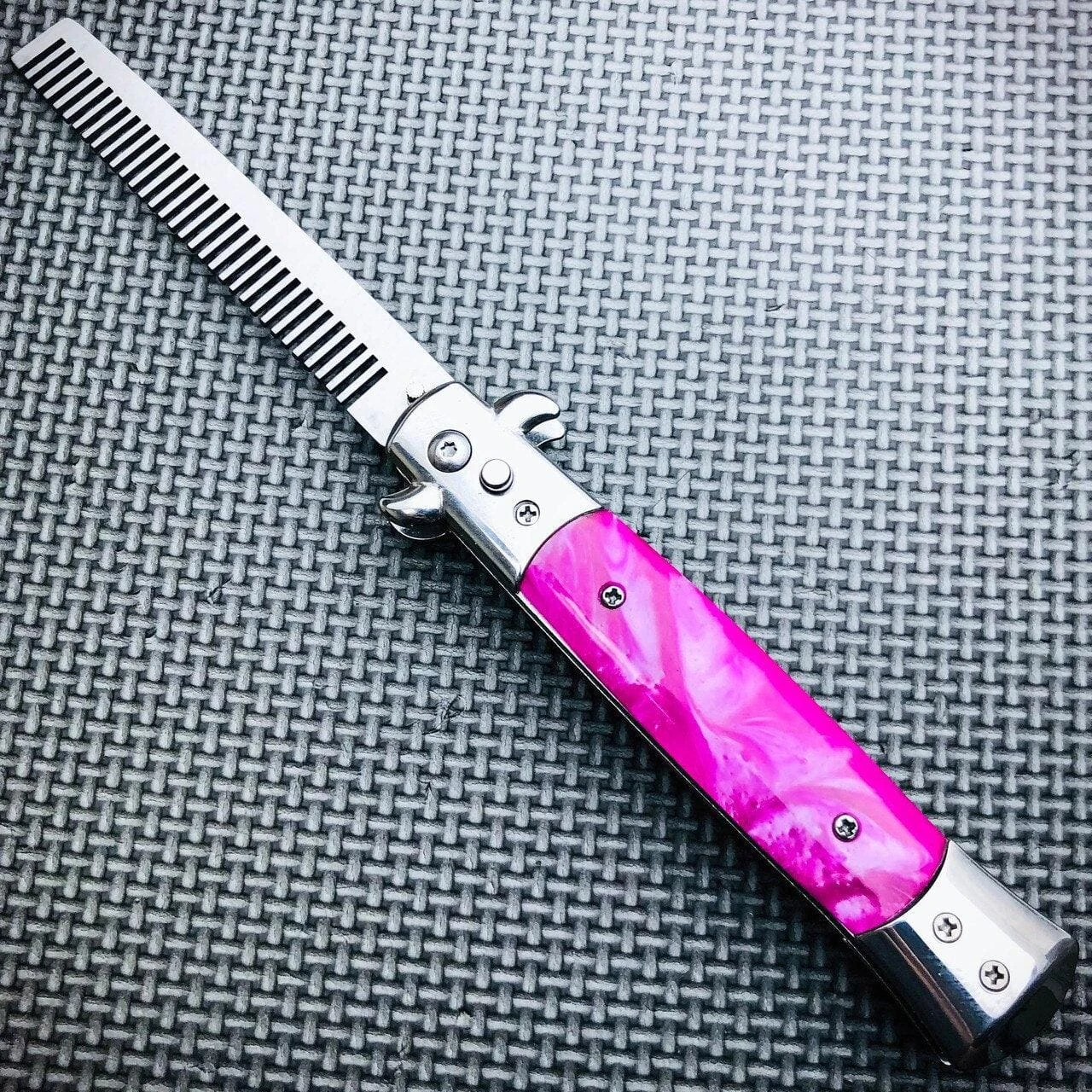 Automatic Push Button Folding Comb Switchblade Knife Looking Brush 4 Automatic Push Button Folding Comb Switchblade Knife Looking Brush - Image 2