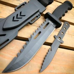12.5" TACTICAL SURVIVAL FIXED BLADE Army Bowie W/ Throwing Knife 19 12.5" TACTICAL SURVIVAL FIXED BLADE Army Bowie W/ Throwing Knife -BLADE ADDICT Sales bladeaddictknives new arrivals b 12 5 tactical survival fixed blade army bowie w throwing knife 15248168714328