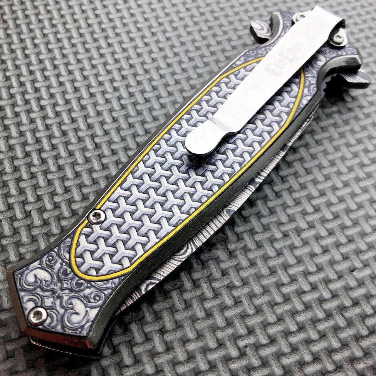 8.25" Damascus Etch Dirk Dagger Spring Open Assisted Pocket Knife 11 8.25" Damascus Etch Dirk Dagger Spring Open Assisted Pocket Knife - Image 9
