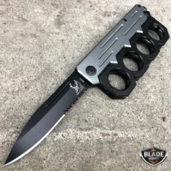 8.5" Grey Knuckle Tactical Spring Assisted Open Folding Pocket Knife -BLADE ADDICT Sales bladeaddictknives pocket knives 8 5 grey knuckle tactical spring assisted open folding pocket knife 1924399988763