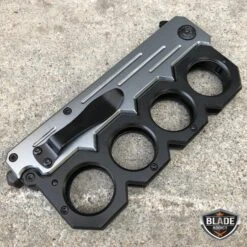 8.5" Grey Knuckle Tactical Spring Assisted Open Folding Pocket Knife