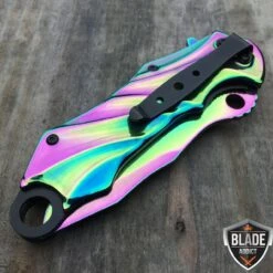 8.5" MTECH Rainbow Titanium Phantom Spring Assisted Pocket Knife -BLADE ADDICT Sales bladeaddictknives pocket knives 8 5 mtech rainbow titanium phantom spring assisted pocket knife 322936668187