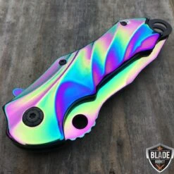 8.5" MTECH Rainbow Titanium Phantom Spring Assisted Pocket Knife -BLADE ADDICT Sales bladeaddictknives pocket knives 8 5 mtech rainbow titanium phantom spring assisted pocket knife 322936733723