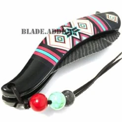 8.5" Native American Indian Damascus Feather Pocket Knife Black -BLADE ADDICT Sales bladeaddictknives pocket knives 8 5 native american indian damascus feather pocket knife black 324487610395