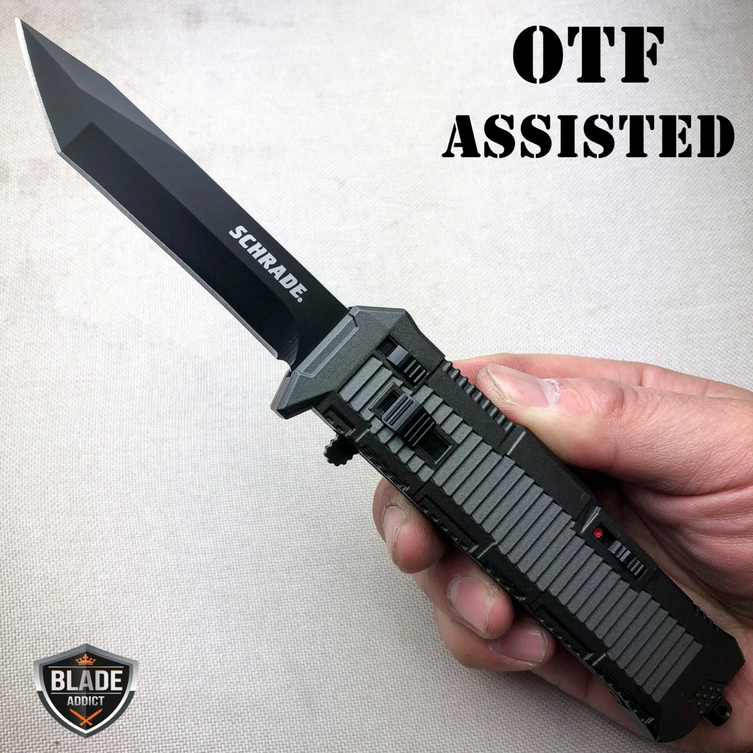 8.5" Schrade Viper OTF Assisted Opening Pocket Knife Plain Tanto Point 3 8.5" Schrade Viper OTF Assisted Opening Pocket Knife Plain Tanto Point