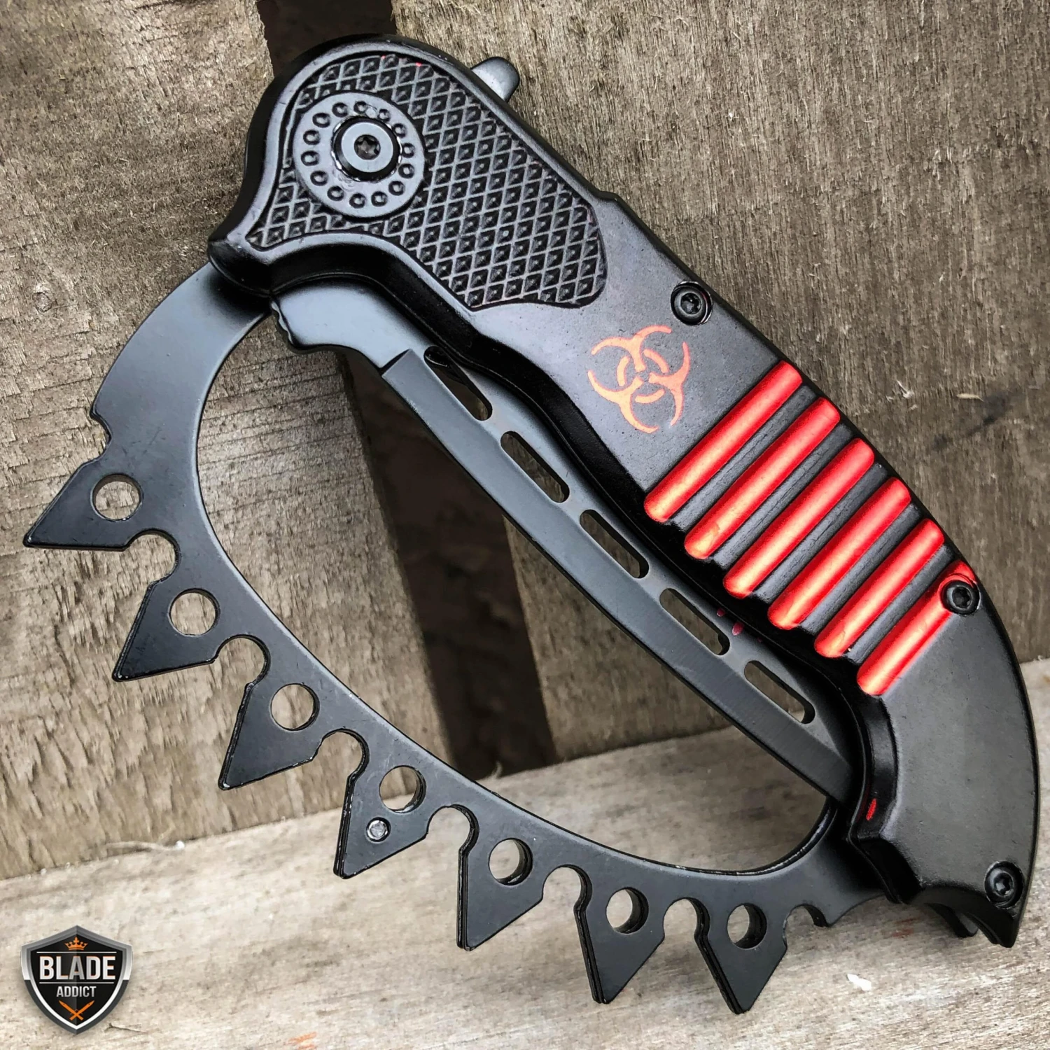 8.5" Zombie Tactical Spring Assisted Open Knuckle Pocket Knife 7 8.5" Zombie Tactical Spring Assisted Open Knuckle Pocket Knife - Image 5