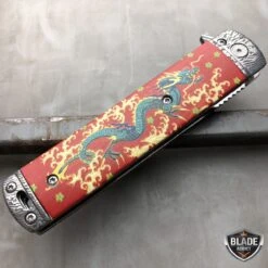 8" Dragon Damascus Sword Style Spring Assisted Folding Pocket Knife -BLADE ADDICT Sales bladeaddictknives pocket knives 8 dragon damascus sword style spring assisted folding pocket knife 3905053196376