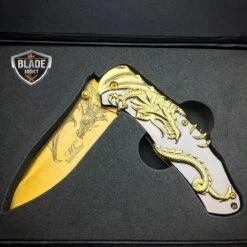 8" Gold Dragon Titanium Spring Assisted Open Blade Folding Pocket Knife Limited Edition 11 8" Gold Dragon Titanium Spring Assisted Open Blade Folding Pocket Knife Limited Edition -BLADE ADDICT Sales bladeaddictknives pocket knives 8 gold dragon titanium spring assisted open blade folding pocket knife limited edition 1668075978779