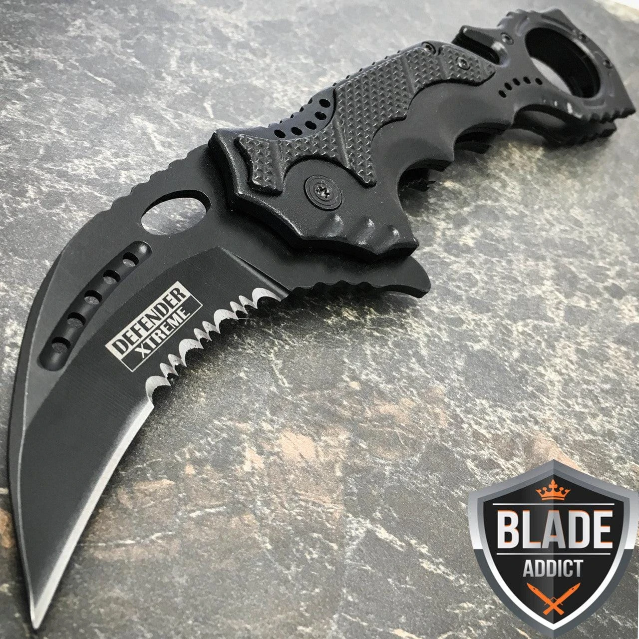8" Karambit Zombie Pocket Knife - Black 3 8" Karambit Zombie Pocket Knife - Black