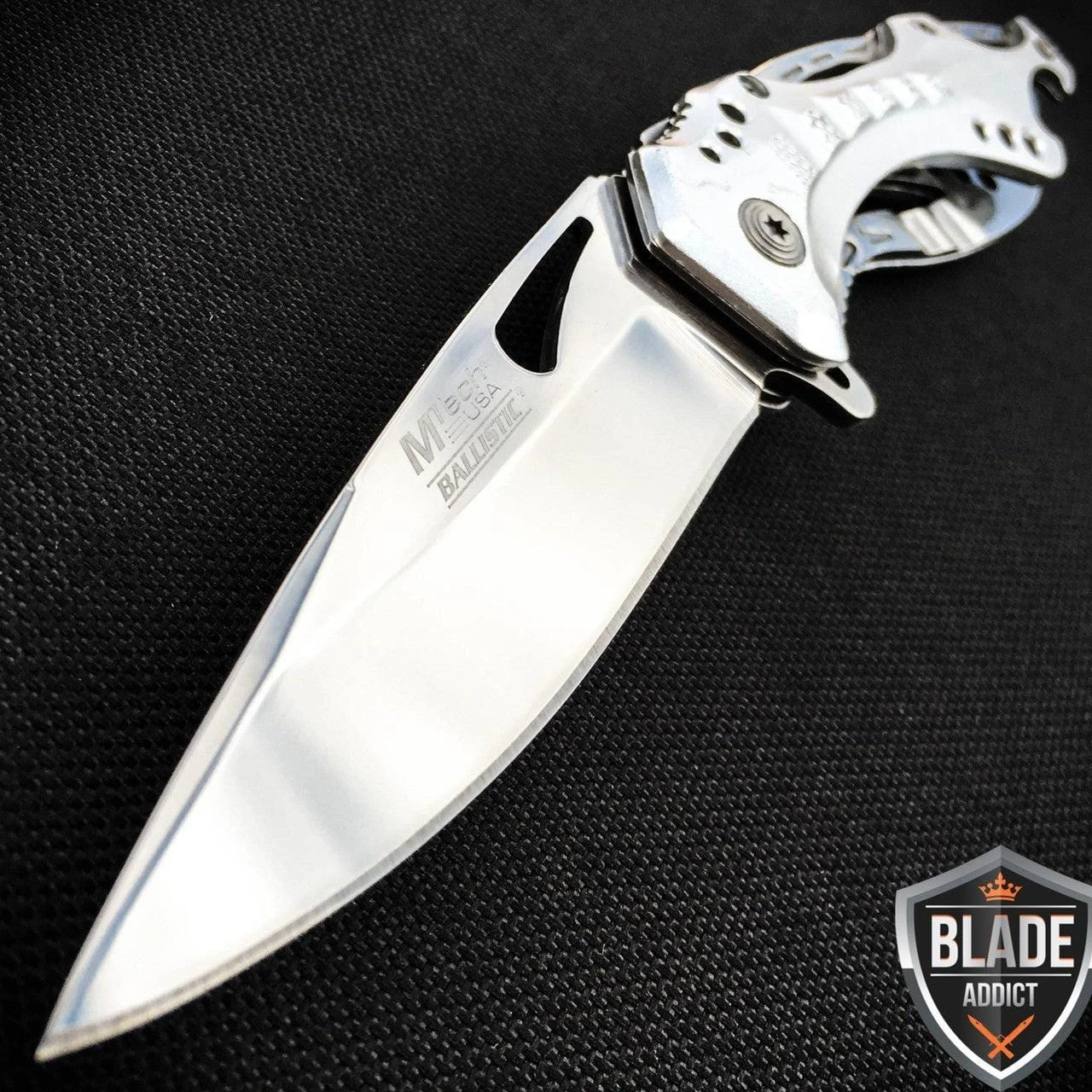 8" MTECH SILVER CHROME SPRING ASSISTED OPEN Tactical POCKET KNIFE 3 8" MTECH SILVER CHROME SPRING ASSISTED OPEN Tactical POCKET KNIFE