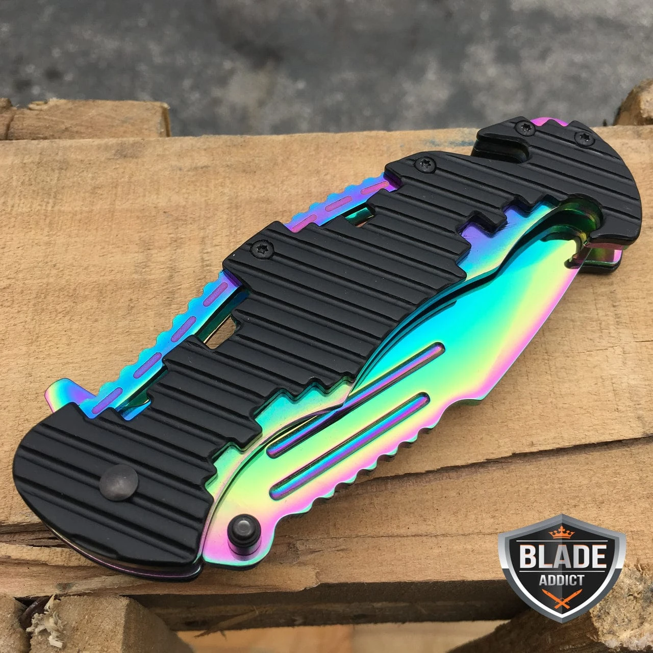 8" Spring Assisted Open RAINBOW Tactical FOLDING Pocket Knife 4 8" Spring Assisted Open RAINBOW Tactical FOLDING Pocket Knife - Image 2