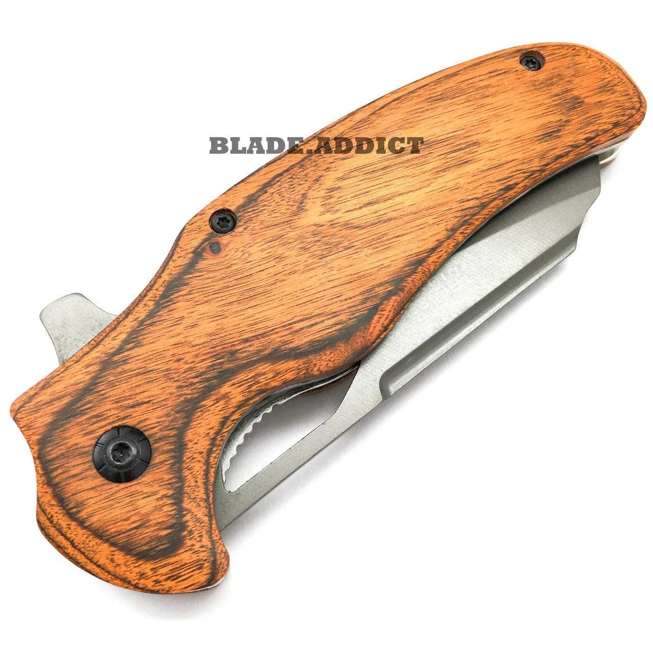 8" TAC FORCE TITANIUM Spring Assisted Open FOLDING Pocket Knife Wood 5 8" TAC FORCE TITANIUM Spring Assisted Open FOLDING Pocket Knife Wood - Image 3