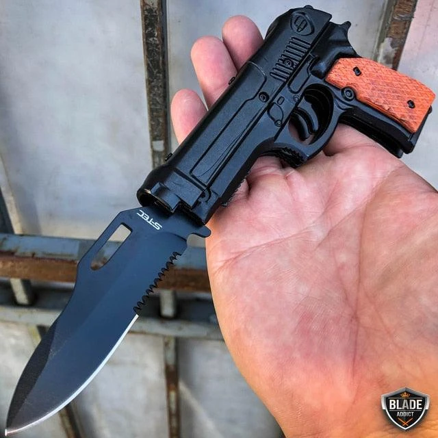 8" Tactical Spring Assisted HAND Gun PISTOL Folding Pocket Knife 5 8" Tactical Spring Assisted HAND Gun PISTOL Folding Pocket Knife - Image 3