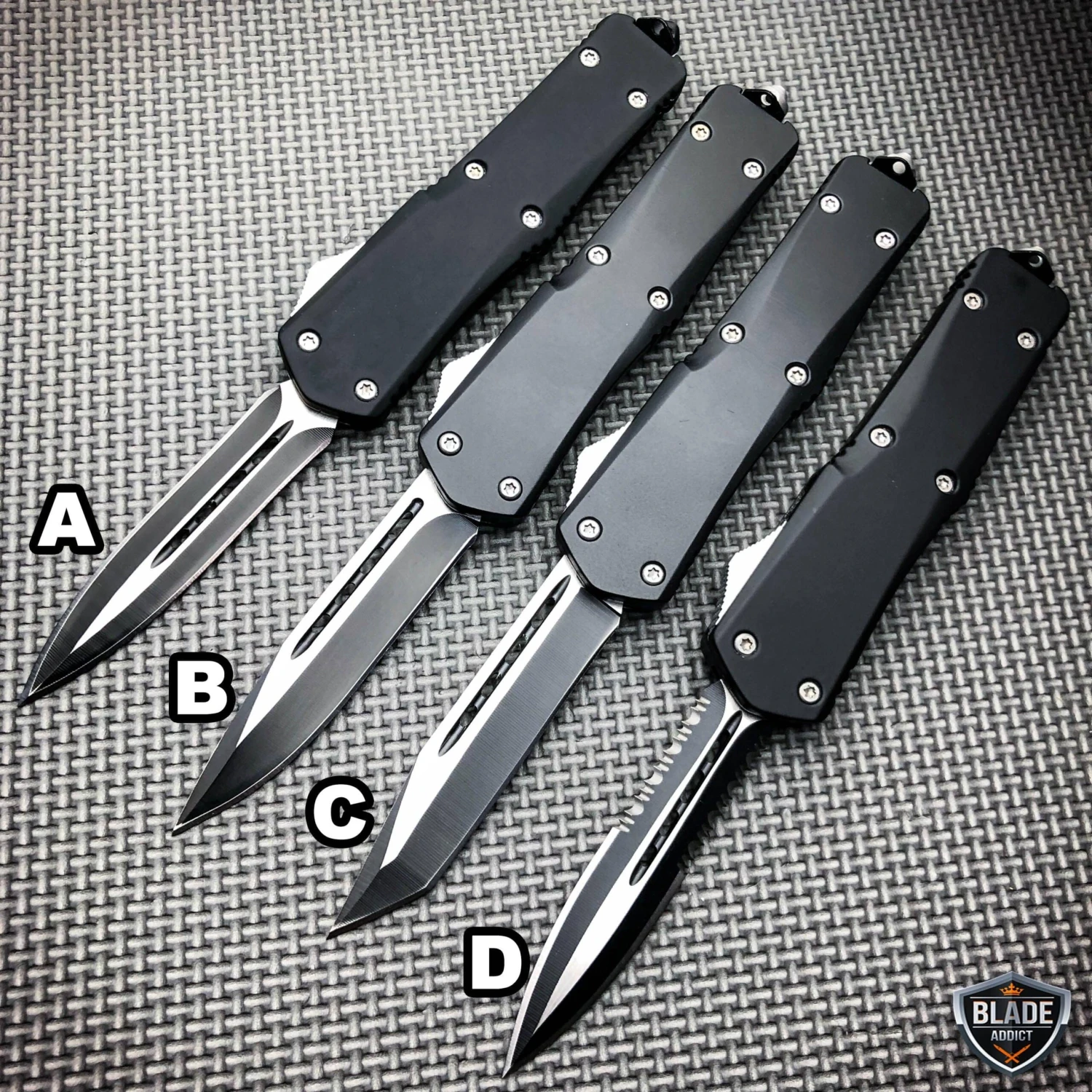 9" Black Tactical Recon OTF Combat Pocket Knife 3 9" Black Tactical Recon OTF Combat Pocket Knife