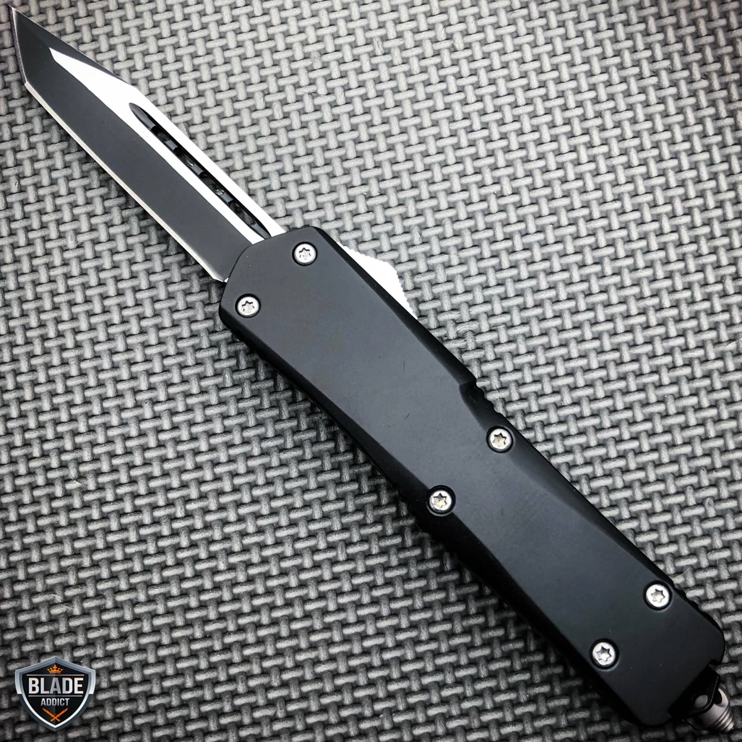9" Black Tactical Recon OTF Combat Pocket Knife 6 9" Black Tactical Recon OTF Combat Pocket Knife - Image 4