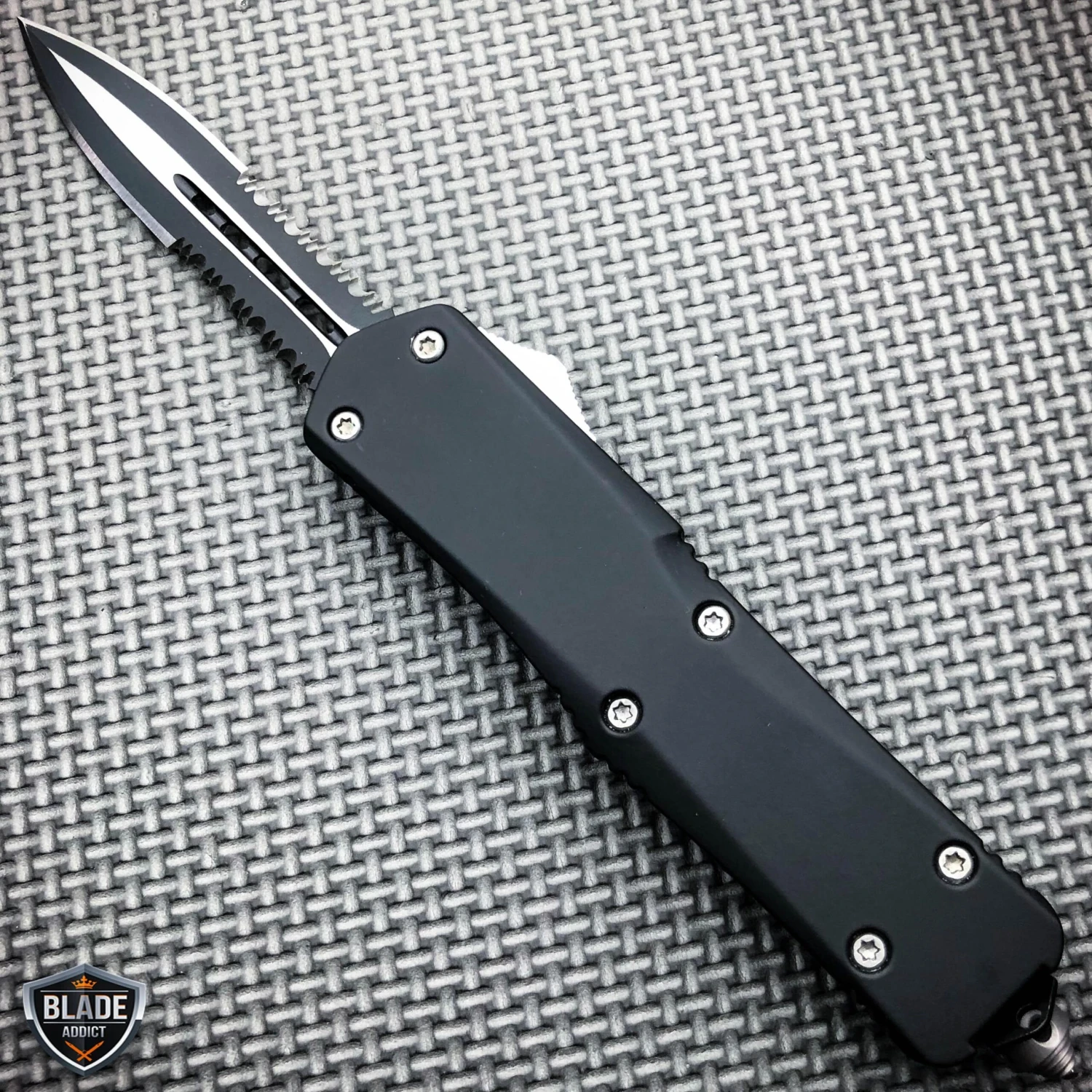 9" Black Tactical Recon OTF Combat Pocket Knife 7 9" Black Tactical Recon OTF Combat Pocket Knife - Image 5