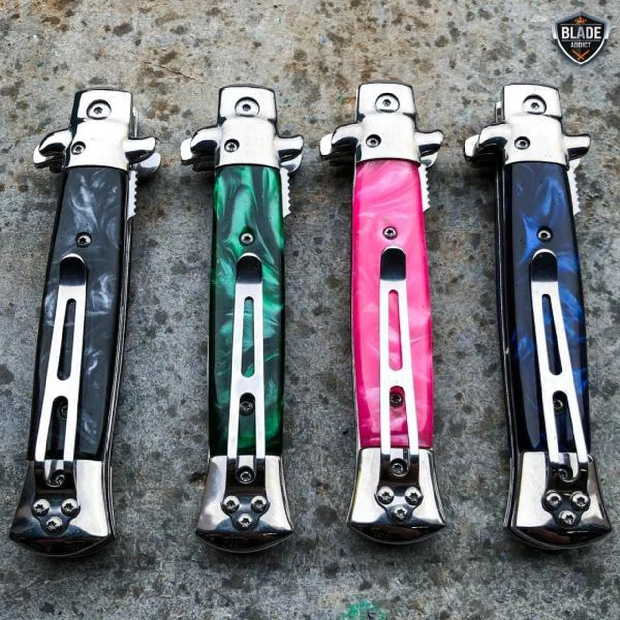 9" Classic Italian Milano Spring Assist Folding Stiletto Pocket Knife 10 9" Classic Italian Milano Spring Assist Folding Stiletto Pocket Knife - Image 8