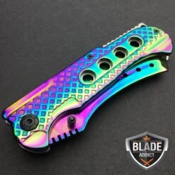 9" Razor Cleaver Pocket Knife - Rainbow -BLADE ADDICT Sales bladeaddictknives pocket knives 9 razor cleaver pocket knife rainbow 321445527579