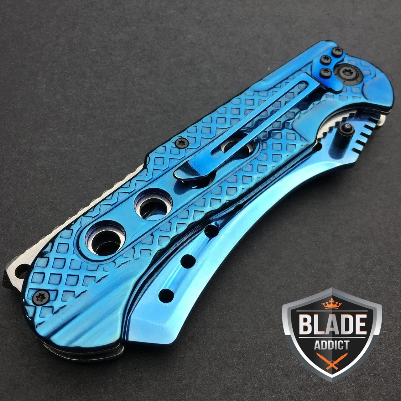 9" Razor Sharp Cleaver Pocket Knife - Blue 5 9" Razor Sharp Cleaver Pocket Knife - Blue - Image 3
