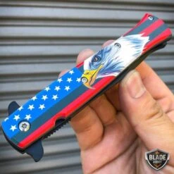 9" Stiletto Eagle American Flag Spring Assisted Folding Pocket Knife -BLADE ADDICT Sales bladeaddictknives pocket knives 9 stiletto eagle american flag spring assisted folding pocket knife 12786699567192