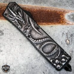 9" DRAGON AND SKULL OTF AUTOMATIC KNIFE -BLADE ADDICT Sales bladeaddictknives pocket knives 9 tactical dragon native american indian eagle combat otf knife 11605838987352