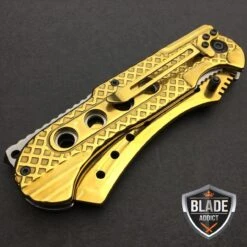 9" TACTICAL Razor Pocket Knife Cleaver GOLD 7 9" TACTICAL Razor Pocket Knife Cleaver GOLD -BLADE ADDICT Sales bladeaddictknives pocket knives 9 tactical razor pocket knife cleaver gold 321430814747