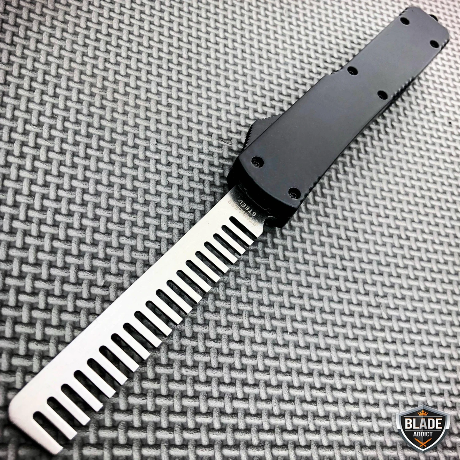 Automatic Comb Brush Tactical OTF Out The Front Pocket Knife Black 4 Automatic Comb Brush Tactical OTF Out The Front Pocket Knife Black - Image 2