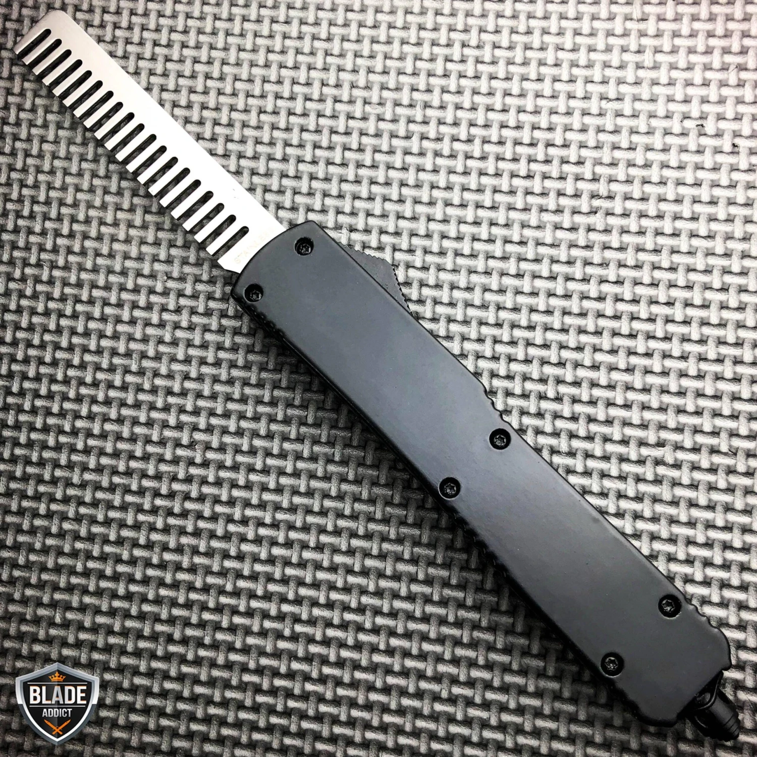 Automatic Comb Brush Tactical OTF Out The Front Pocket Knife Black 5 Automatic Comb Brush Tactical OTF Out The Front Pocket Knife Black - Image 3