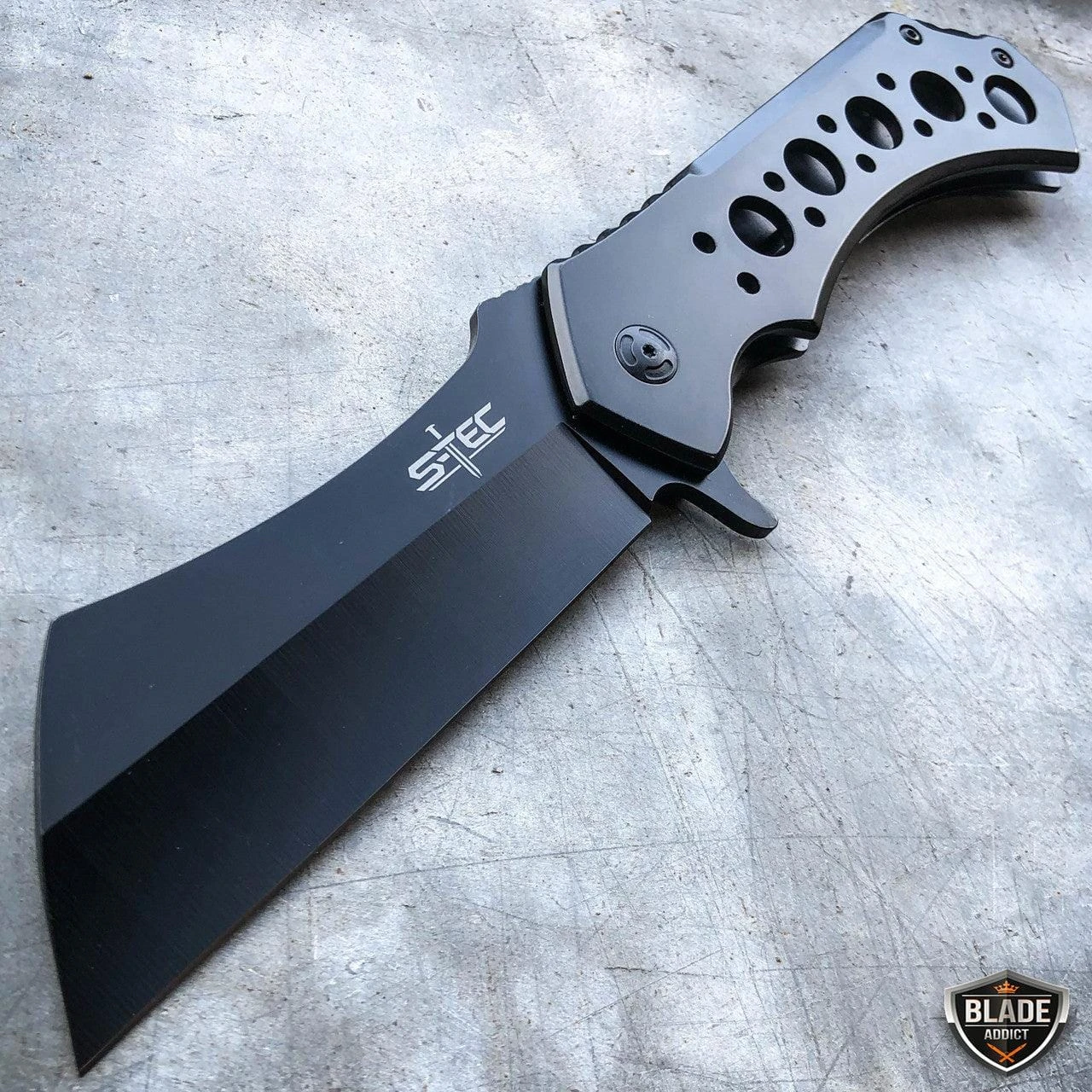 12" CLEAVER RAZOR Tactical Assisted Open Pocket Folding Open Knife 4 12" CLEAVER RAZOR Tactical Assisted Open Pocket Folding Open Knife - Image 2