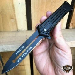 8" JOKER Spring Assisted STILETTO Folding Pocket Knife Blade -BLADE ADDICT Sales bladeaddictknives pocket knives black 8 joker spring assisted stiletto folding pocket knife blade 12463400452184