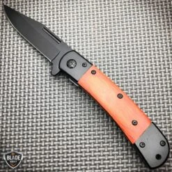 Classic Gentleman's Wood Handle Spring Assisted Folding Pocket Knife -BLADE ADDICT Sales bladeaddictknives pocket knives black blade w wood handle classic gentleman s wood handle spring assisted folding pocket knife 12787178045528