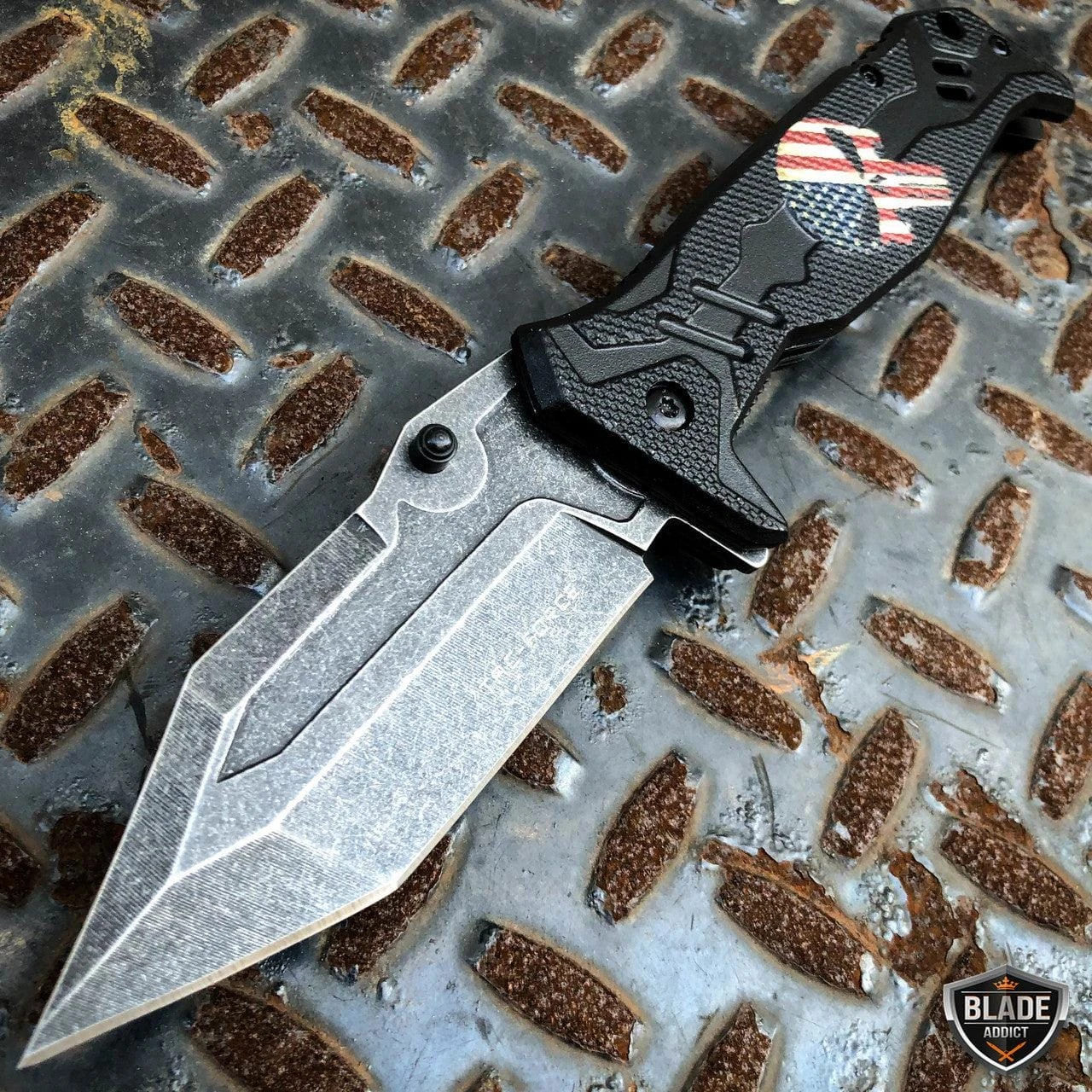 Spring Assisted Open Pocket Knife Punisher US FLAG Skull Folding Blade 6 Spring Assisted Open Pocket Knife Punisher US FLAG Skull Folding Blade - Image 4