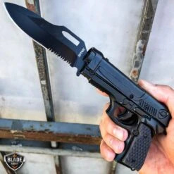 8" Tactical Spring Assisted HAND Gun PISTOL Folding Pocket Knife 18 8" Tactical Spring Assisted HAND Gun PISTOL Folding Pocket Knife -BLADE ADDICT Sales bladeaddictknives pocket knives black w black handle 8 tactical spring assisted hand gun pistol folding pocket knife 12787134300248