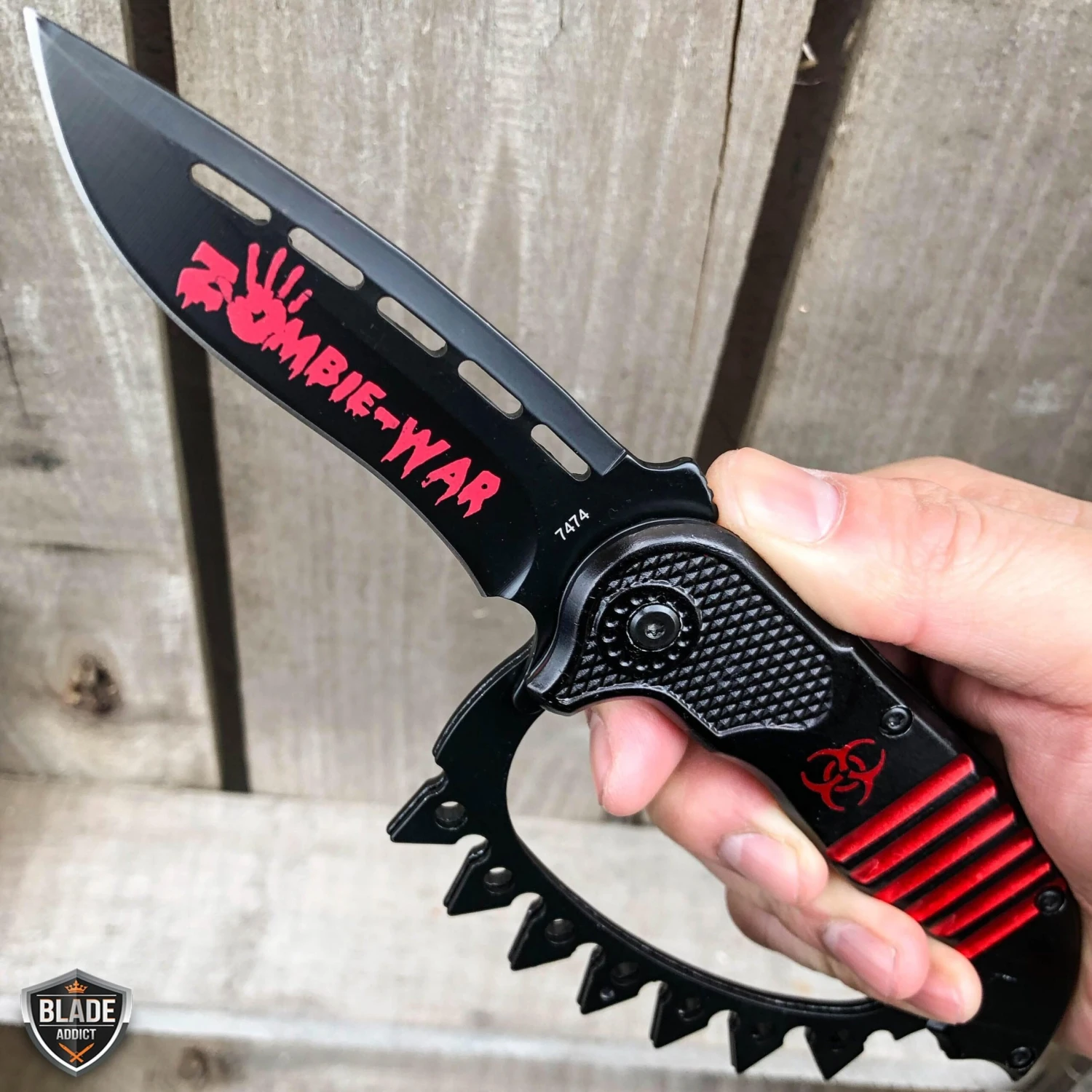 8.5" Zombie Tactical Spring Assisted Open Knuckle Pocket Knife 11 8.5" Zombie Tactical Spring Assisted Open Knuckle Pocket Knife - Image 9