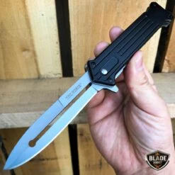 8" JOKER Spring Assisted STILETTO Folding Pocket Knife Blade -BLADE ADDICT Sales bladeaddictknives pocket knives black w silver 8 joker spring assisted stiletto folding pocket knife blade 12463400714328