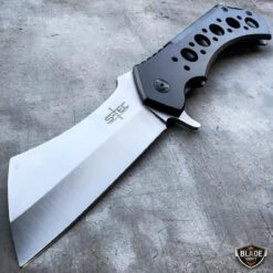 12" CLEAVER RAZOR Tactical Assisted Open Pocket Folding Open Knife 13 12" CLEAVER RAZOR Tactical Assisted Open Pocket Folding Open Knife -BLADE ADDICT Sales bladeaddictknives pocket knives black w silver blade 12 cleaver razor tactical assisted open pocket folding open knife 12787069386840