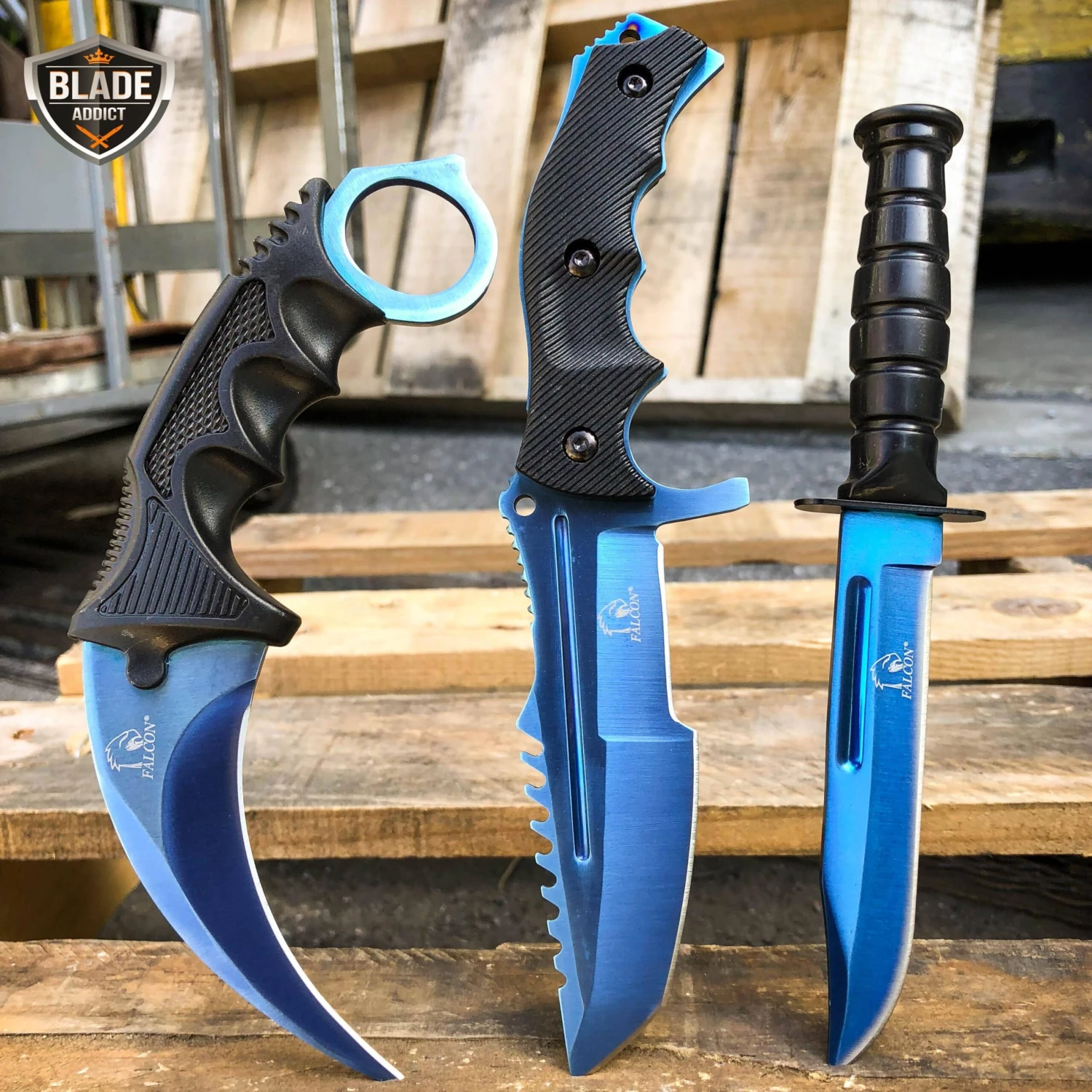 3PC COMBO CSGO Tactical Fixed Blade Knife Set - Karambit, Huntsman, Combat Knife 7 3PC COMBO CSGO Tactical Fixed Blade Knife Set - Karambit, Huntsman, Combat Knife - Image 5
