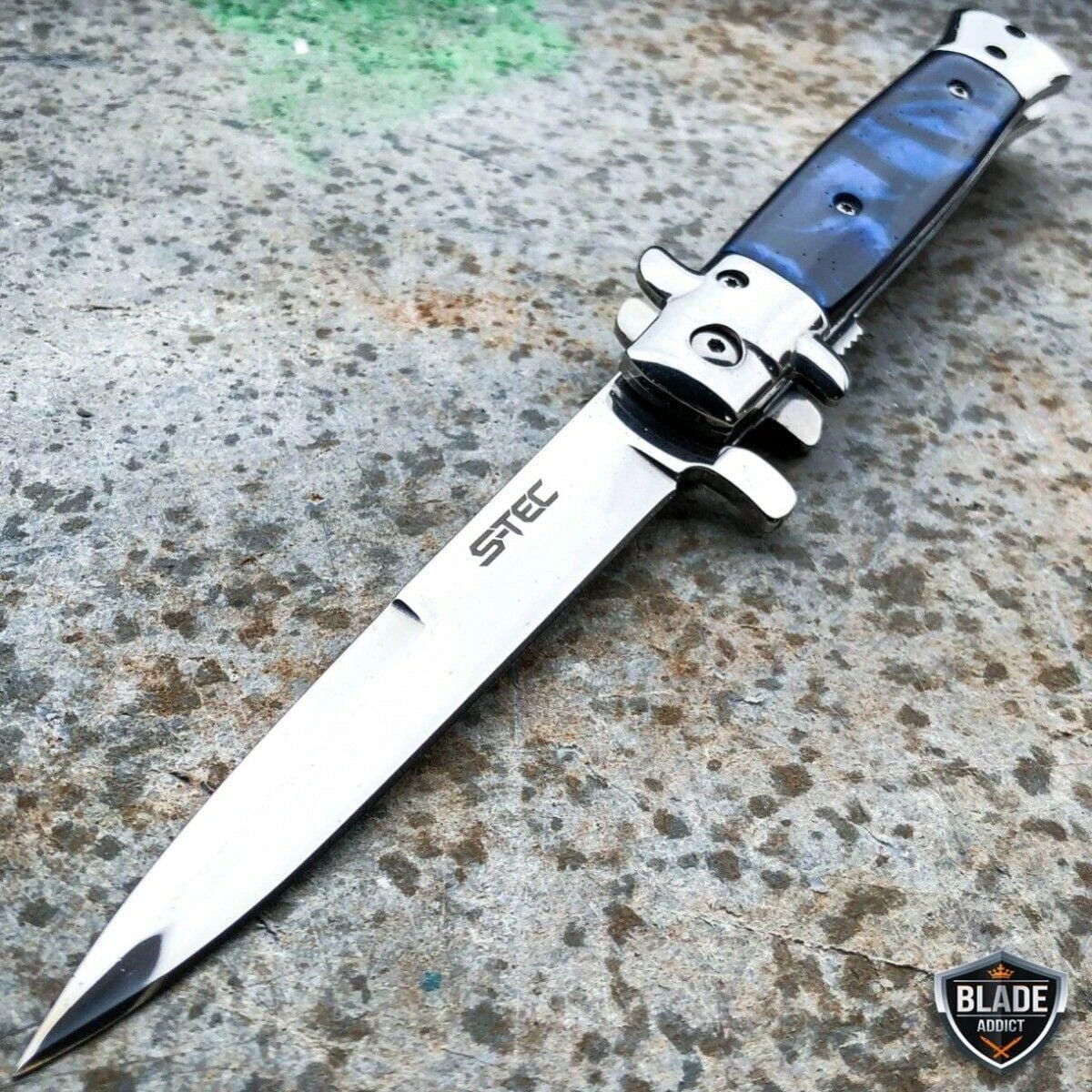 9" Classic Italian Milano Spring Assist Folding Stiletto Pocket Knife 4 9" Classic Italian Milano Spring Assist Folding Stiletto Pocket Knife - Image 2