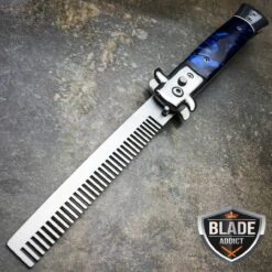 Auto Push Button Folding Comb Switchblade Knife Looking Brush Pearl 11 Auto Push Button Folding Comb Switchblade Knife Looking Brush Pearl -BLADE ADDICT Sales bladeaddictknives pocket knives blue auto push button folding comb switchblade knife looking brush pearl 3905065484376