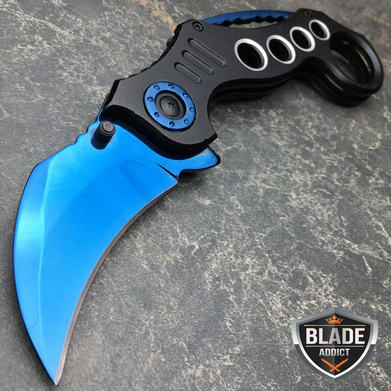 Blue Speedster Karambit Spring Assisted Pocket Knife 3 Blue Speedster Karambit Spring Assisted Pocket Knife