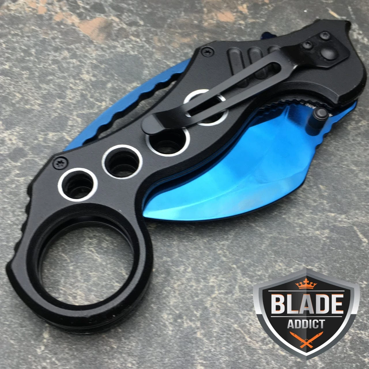 Blue Speedster Karambit Spring Assisted Pocket Knife 5 Blue Speedster Karambit Spring Assisted Pocket Knife - Image 3
