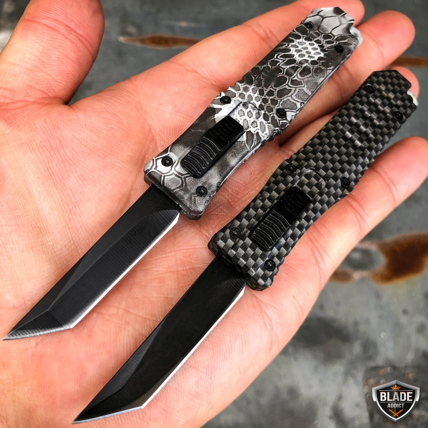 Camo 5.25" Anodized Aluminum Handle Mini OTF Pocket Knife 3 Camo 5.25" Anodized Aluminum Handle Mini OTF Pocket Knife