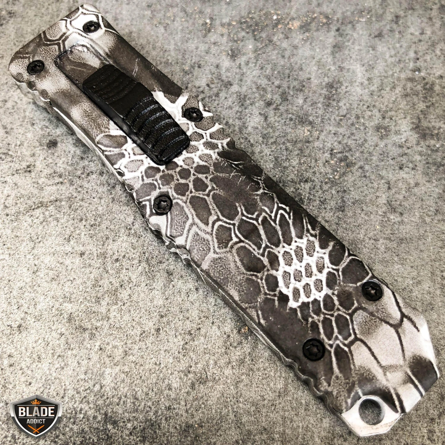 Camo 5.25" Anodized Aluminum Handle Mini OTF Pocket Knife 5 Camo 5.25" Anodized Aluminum Handle Mini OTF Pocket Knife - Image 3