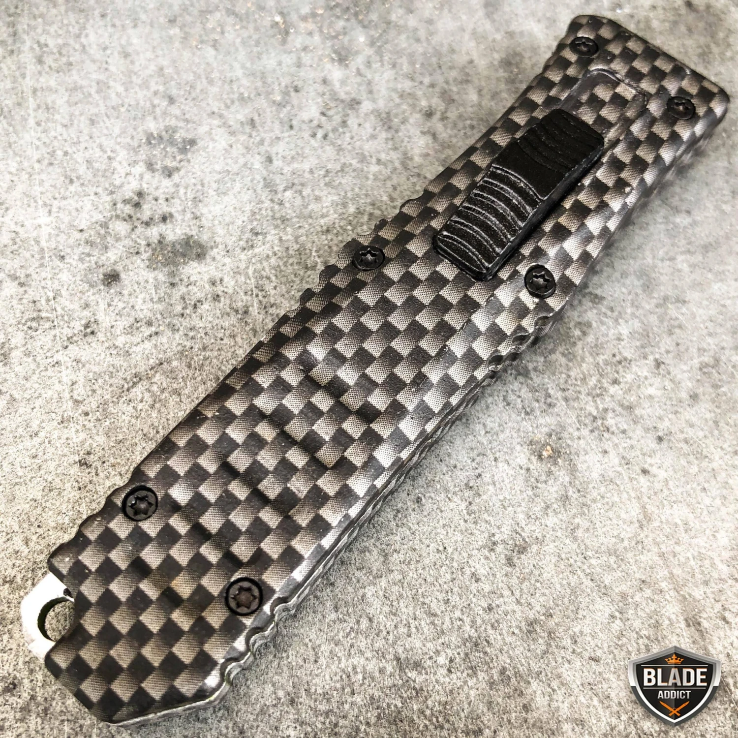 Camo 5.25" Anodized Aluminum Handle Mini OTF Pocket Knife 8 Camo 5.25" Anodized Aluminum Handle Mini OTF Pocket Knife - Image 6