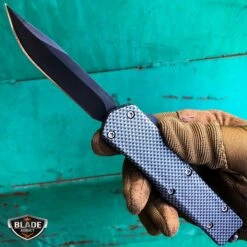 9" Military Combat Spring Assisted Blade OTF Tactical Pocket Knife -BLADE ADDICT Sales bladeaddictknives pocket knives carbon fiber 9 military combat spring assisted blade otf tactical pocket knife 7180742721624