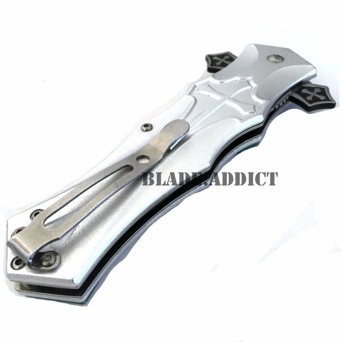 CELTIC CROSS Folding Blade STILETTO Pocket Knife GREEN 5 CELTIC CROSS Folding Blade STILETTO Pocket Knife GREEN - Image 3