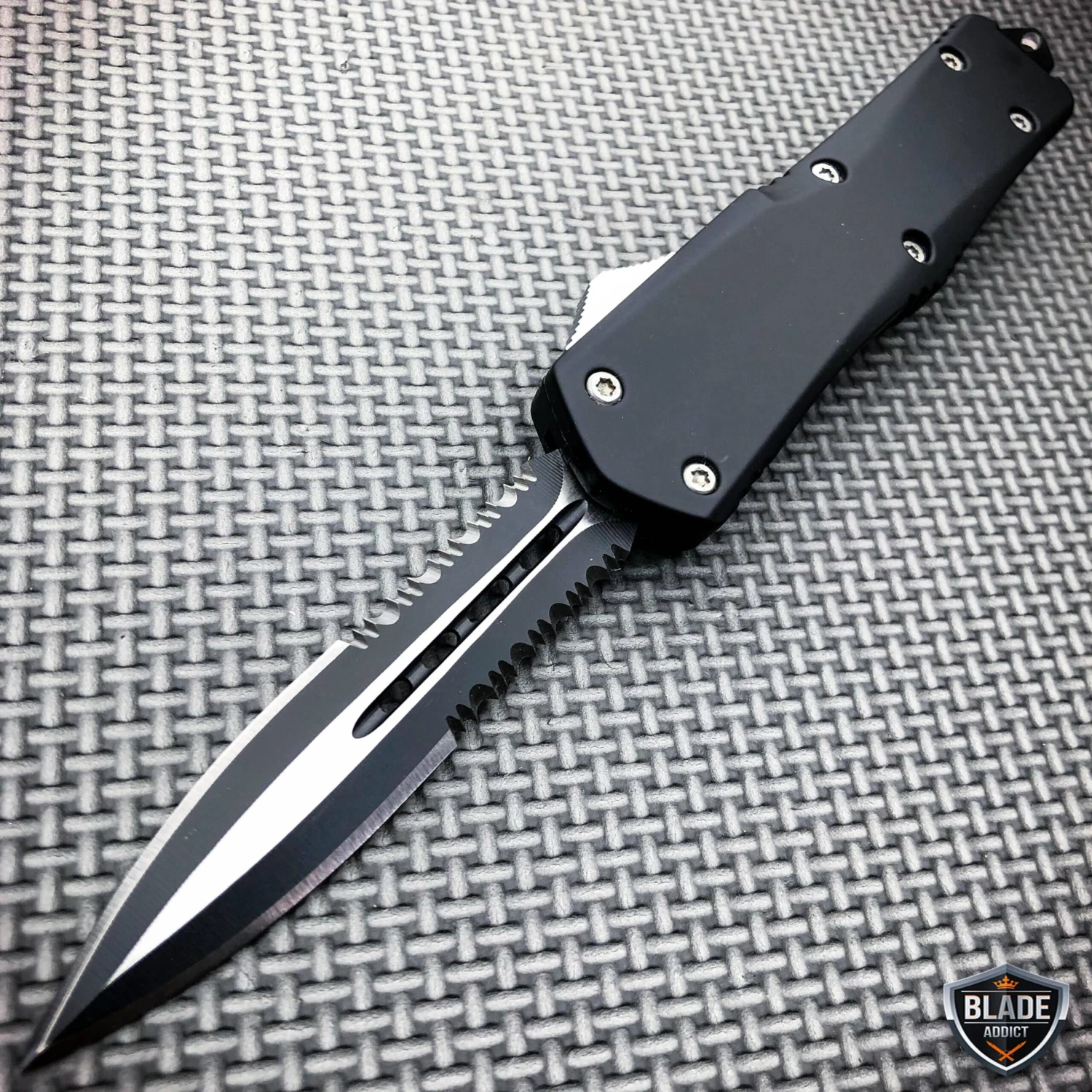 9" Black Tactical Recon OTF Combat Pocket Knife 13 9" Black Tactical Recon OTF Combat Pocket Knife - Image 11