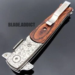 DAMASCUS Italian Milano Stiletto Spring Assisted Open Pocket Knife -BLADE ADDICT Sales bladeaddictknives pocket knives damascus italian milano stiletto spring assisted open pocket knife 322804219931