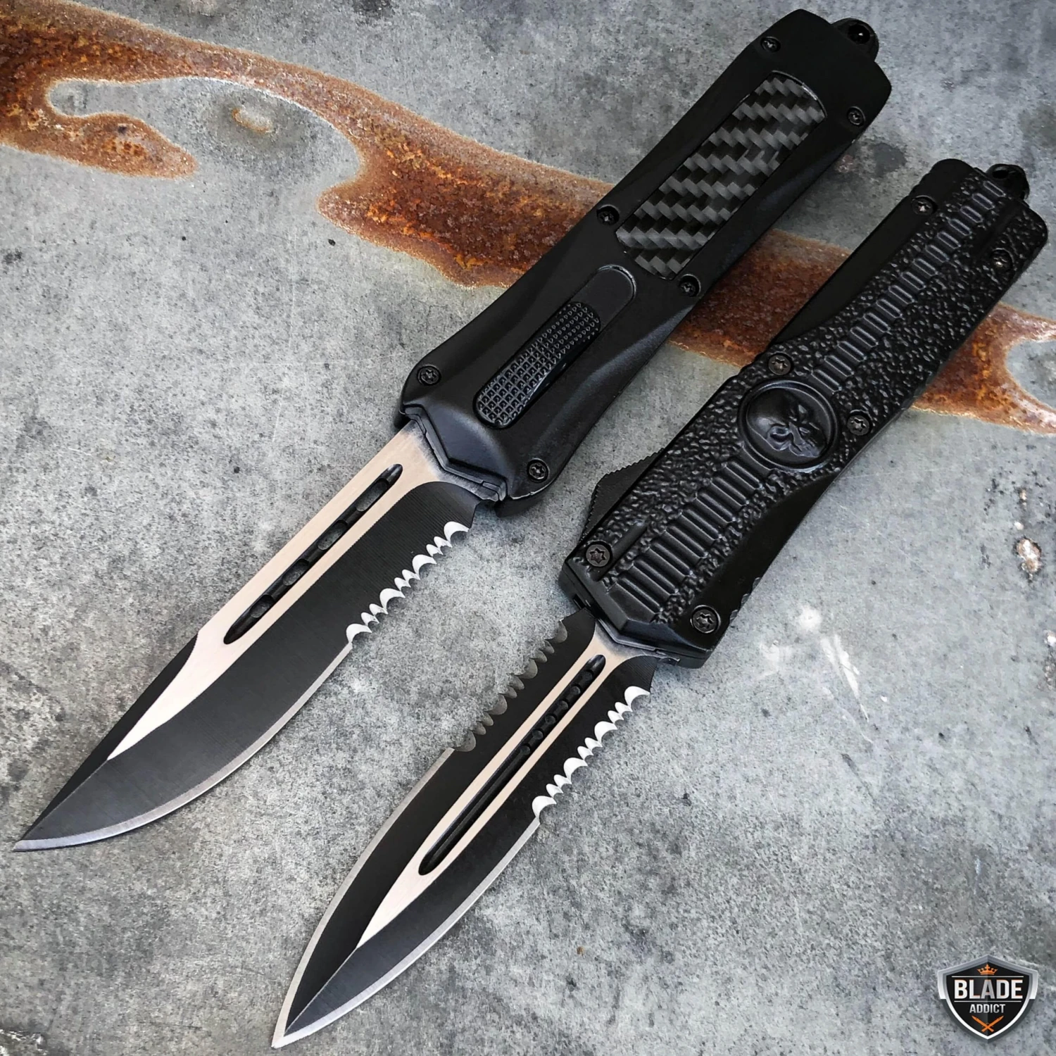 Dual Action Carbon Fiber Reaper Punisher Skull OTF 3 Dual Action Carbon Fiber Reaper Punisher Skull OTF - Image 2